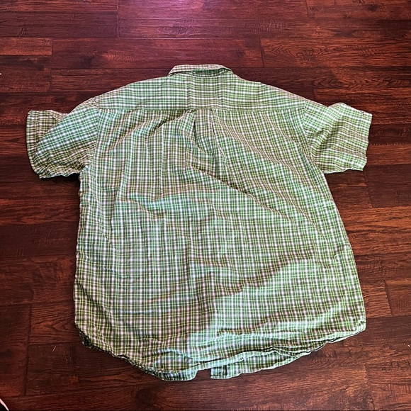 Bright Green & White Plaid Nautica Button-Down Short Sleeve - Picture 3 of 5